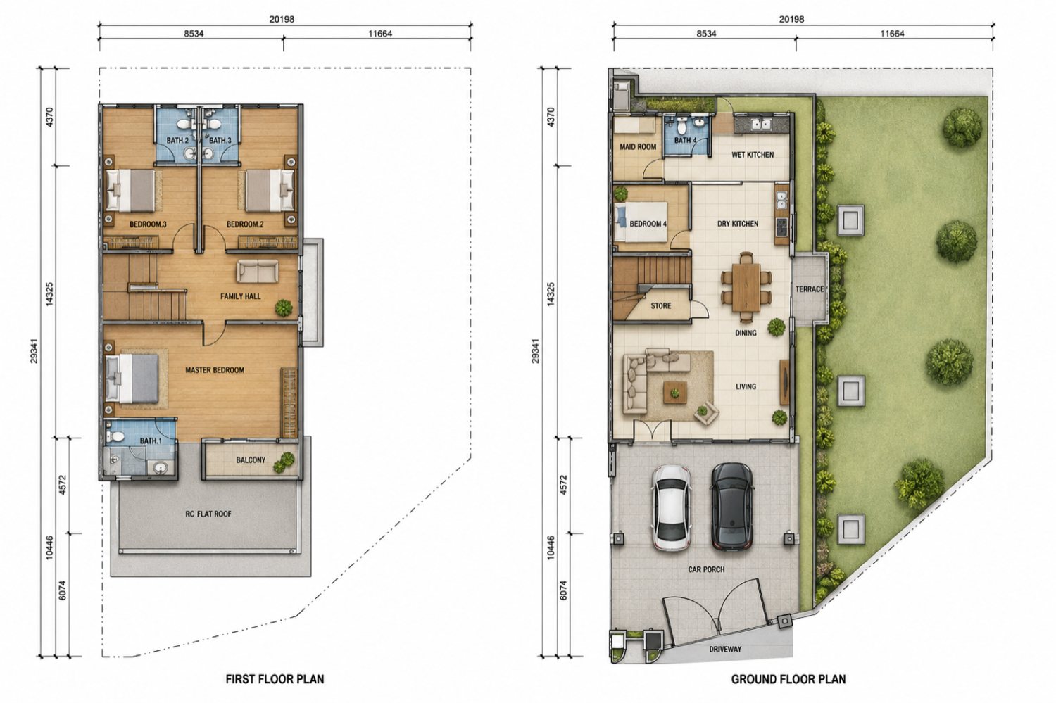Corner lot floor plan for Jaluran Lakeview Sanctuary